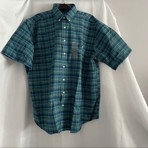 TownCraft Blue GreenYellow Plaid Button Short Sl Pocket Shirt Mens size 2XL Tall